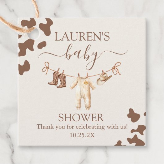 Ein kleiner Cowboy Baby Shower Boy Geschenkanhänger (Vorderseite)