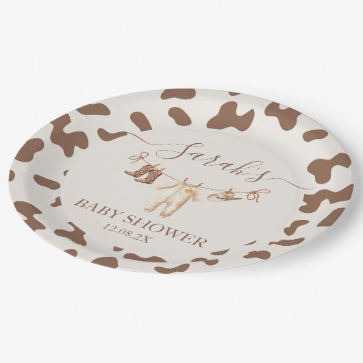 Ein kleiner Cowboy Baby Shower Boy Pappteller (Schrägansicht)