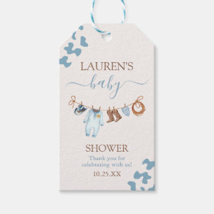 Ein kleiner Cowboy Blue Baby Showboy Geschenktag Geschenkanhänger