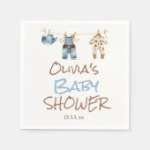 Ein kleiner Cowboy Blue Brown Clothesline Baby Dus Serviette (Vorderseite)