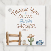 Ein kleiner Cowboy Blue Brown West Baby Boy Dusche Geschenkanhänger (Vorderseite)