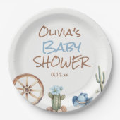Ein kleiner Cowboy Blue Brown West Baby Boy Dusche Pappteller (Vorderseite)