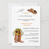 Ein kleiner Cowboy Boots Boy Calligraphy Baby Show Einladung (Vorderseite)