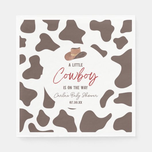 Ein kleiner Cowboy Cow Boy Rodeo Western Babydusch Serviette (Vorderseite)