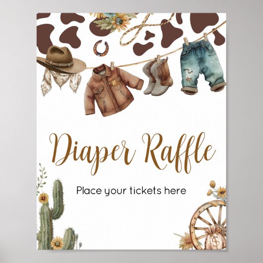 Ein kleiner Cowboy-Duschkopf-Windeln-Raffle Poster (Vorne)