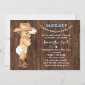 Ein kleiner Cowboy in seinem Way Blue Baby Dusche Einladung (Vorderseite)