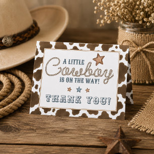 Ein kleiner Cowboy ist auf dem Weg Baby Shower Dankeskarte