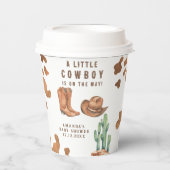 Ein kleiner Cowboy ist auf dem Weg Babydusche Pappbecher (Vorderseite)