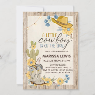 Ein kleiner Cowboy ist auf dem Weg Bleu Gelb Weste Einladung