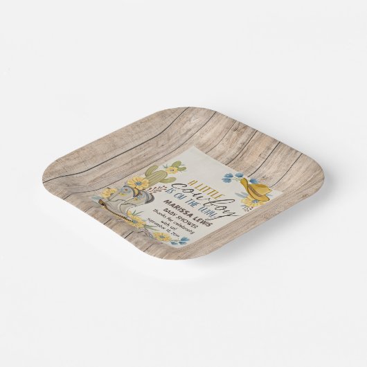 Ein kleiner Cowboy ist auf dem Weg Bleu gelben Wes Pappteller (Gewinkelt)