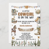 Ein kleiner Cowboy ist auf dem Weg Rustikal Baby D Einladung (Vorne/Hinten)