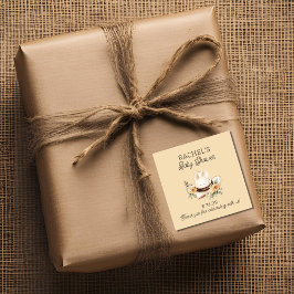 Ein kleiner Cowboy ist auf dem Weg Western Baby Du Quadratischer Aufkleber