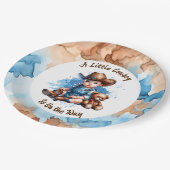 Ein kleiner Cowboy ist unterwegs | Babyparty Pappteller (Schrägansicht)