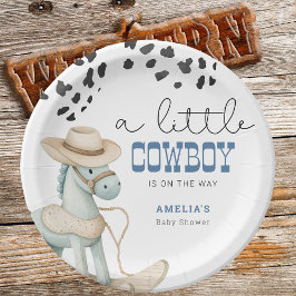 Ein kleiner Cowboy ist unterwegs mit Baby-Dusche Pappteller