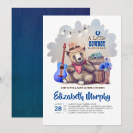 Ein kleiner Cowboy ist unterwegs mit einer Baby-Du Einladung