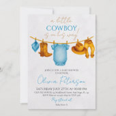 Ein kleiner Cowboy ist unterwegs und lädt Blau ein Einladung (Vorderseite)