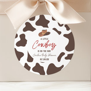Ein kleiner Cowboy Rodeo Western Baby Shower Runder Aufkleber
