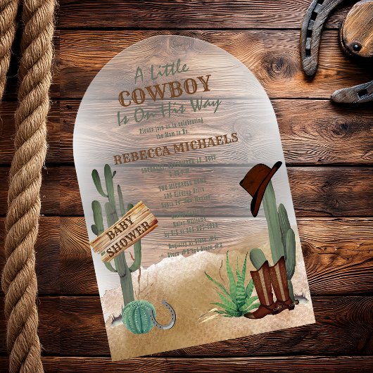 Ein kleiner Cowboy Western Boy Baby Dusche Einladu Acryleinladungen