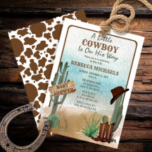 Ein kleiner Cowboy Western Boy Baby Dusche Einladu
