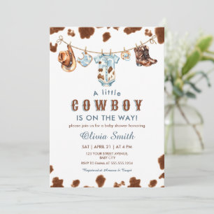 Ein kleiner Cowboy-Western Clothesline-Babydusche Einladung