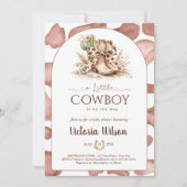 Ein kleiner Cowboy-Western-Junge-Baby-Shower-Bogen Einladung (Vorderseite)