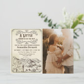 Ein kleiner Cowboy Western Rodeo Baby Dusche Foto Einladung (Stehend Vorderseite)