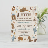 Ein kleiner Cowboy-Western Rodeo Kinderdusche Einladung (Stehend Vorderseite)