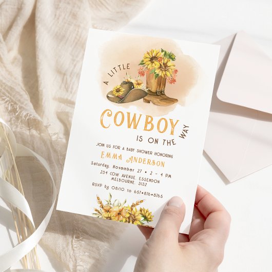 Ein kleiner Cowboy-Western Rodeo Kinderdusche Einladung