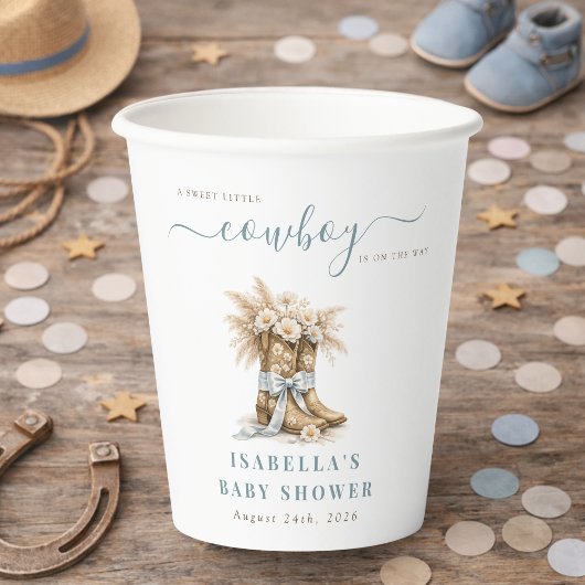 Ein kleiner Cowboy Western Stiefel Blaue Kokette S Pappbecher