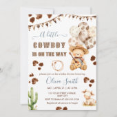 Ein kleiner Cowboy Western Teddy Bear Baby Dusche Einladung (Vorderseite)