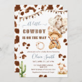 Ein kleiner Cowboy Western Teddy Bear Baby Dusche Einladung (Vorne/Hinten)