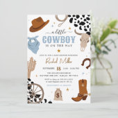 Ein kleiner Cowboy Western Wild West Baby Boy Dusc Einladung (Stehend Vorderseite)