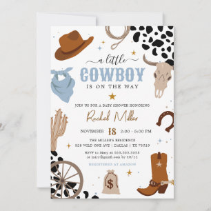Ein kleiner Cowboy Western Wild West Baby Boy Dusc Einladung