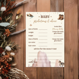 Ein kleiner Cowboy Wild West Boy Baby Vorhersagen Flyer