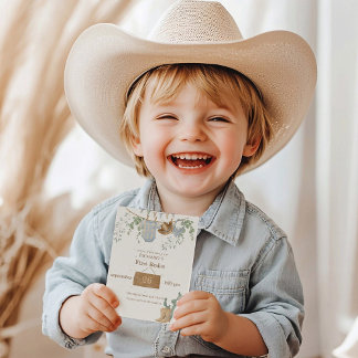 Ein kleiner Cowboy zum ersten Geburtstag Einladung