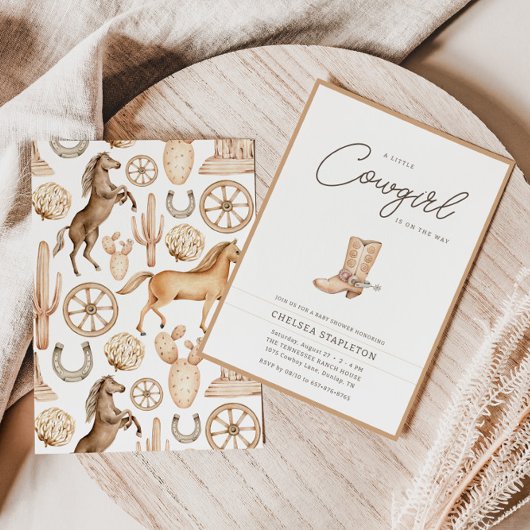 Ein kleiner Cowgirl Western Rodeo Kinderdusche Einladung