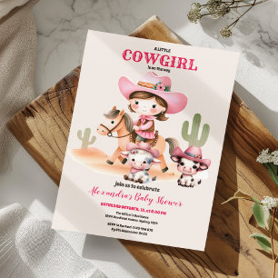 Ein kleiner Cowgirl Western Rodeo Kinderdusche Einladung