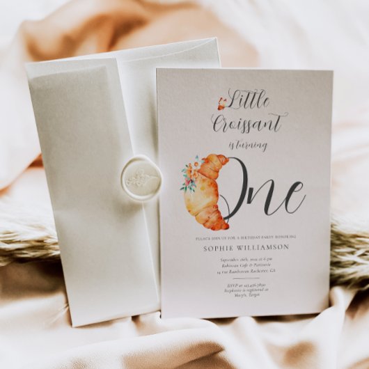 Ein kleiner Croissant zum ersten Geburtstag Einladung