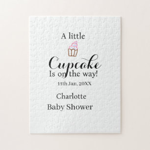 Ein kleiner Cupcake ist auf dem Weg Baby Shower Na Puzzle