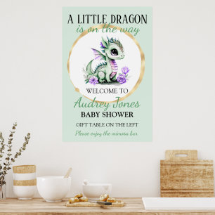 Ein kleiner Drache ist auf dem Weg Baby Shower Poster
