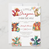 Ein kleiner Drache ist auf dem Weg Babydusche Einladung (Vorderseite)