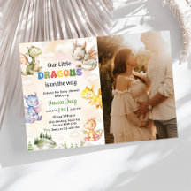 Ein kleiner Drache ist auf dem Weg zum Baby Dusche