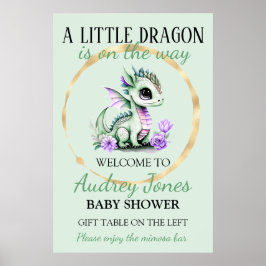Ein kleiner Drache ist auf dem Weg zur Babydusche Poster