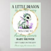Ein kleiner Drache ist auf dem Weg zur Babydusche Poster (Vorne)