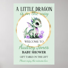 Ein kleiner Drache ist auf dem Weg zur Babydusche Poster