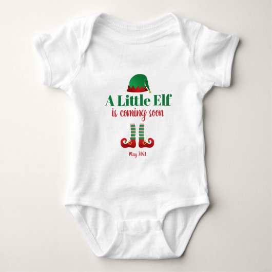 Ein kleiner Elf kommt bald Weihnachten personalisi Baby Strampler (Vorderseite)