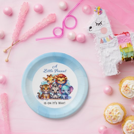 Ein kleiner Erdnuss ist auf dem Weg | Babydusche Pappteller (Party)