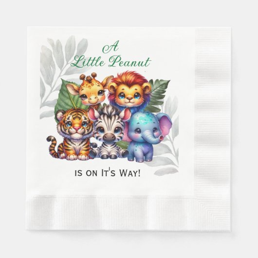 Ein kleiner Erdnuss ist auf dem Weg | Babydusche Serviette (Vorderseite)