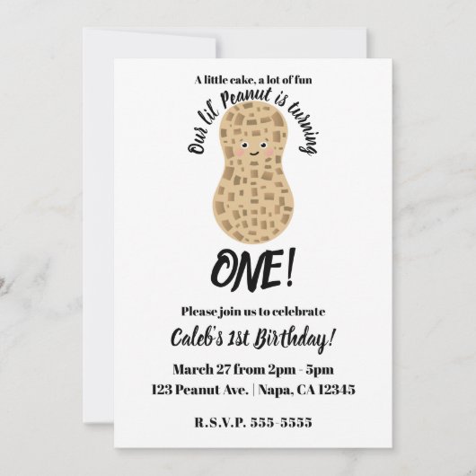Ein kleiner Erdnuss Niedlich Whimsical 1. Geburtst Einladung (Vorderseite)