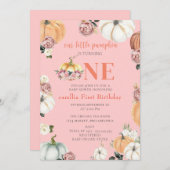 Ein kleiner Fall Pumpkins Wasserfarbe Mädchen 1. G Einladung (Vorne/Hinten)